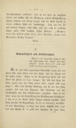 II. Wahrhaftigkeit und Friedfertigkeit