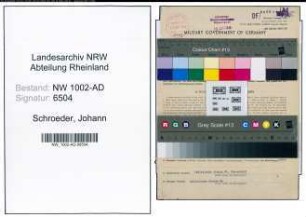 Entnazifizierung Johann Schroeder, geb. 24.09.1886 (Verw.Angest.)