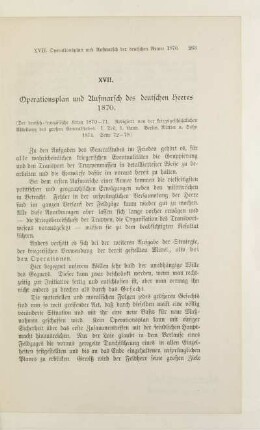 XVII. Operationsplan und Aufmarsch des deutschen Heeres 1870