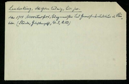 Lenderking, Wilhelm Ludwig, Lic. jur.