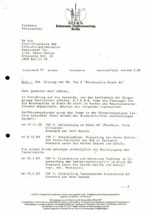 Protokolle: Sitzungen Nr. 161 bis 283 der Erneuerungskommission Kreuzberg, 1989-1994