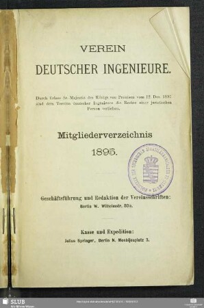 1895: Mitgliederverzeichnis