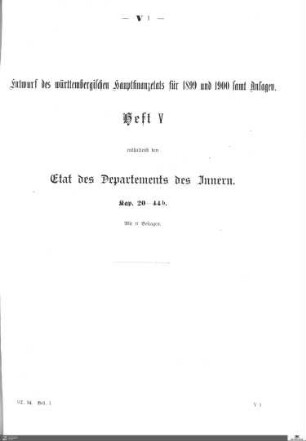 Hauptfinanzetat 1899-1900, Heft 5