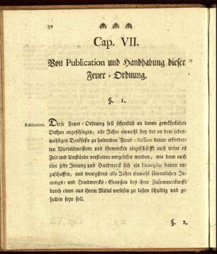 Cap. VII. Von Publication und Handhabung dieser Feuer-Ordnung.