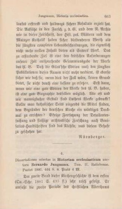 663-667 [Rezension] Jungmann, Bernhard, Dissertationes selectae in historiam ecclesiasticam
