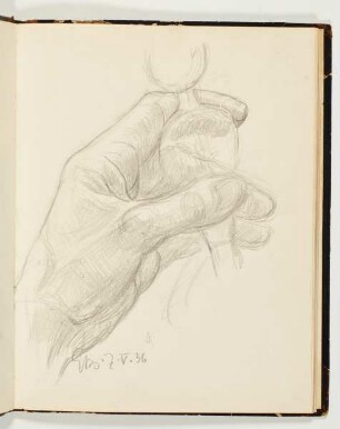 Handstudie mit Glasgefäß