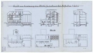 Technische Zeichnung : Projekt zur Erweiterung einer Mühle für die Herren Gebrüder Pfeiffer, Diez an der Lahn