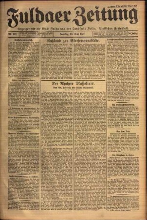 Erste Ausgabe vom Sonntag, den 26. Juni 1927.