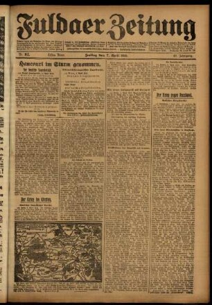 Erste Ausgabe vom Freitag, den 07. April 1916.