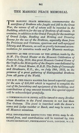 The Masonic Peace Memorial