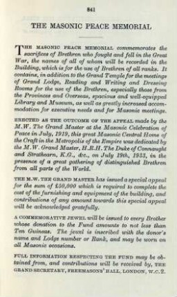 The Masonic Peace Memorial