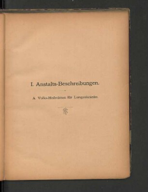 I. Anstalts-Beschreibungen.