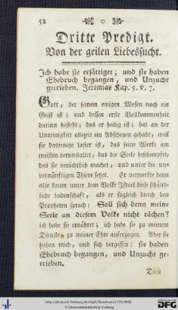 Dritte Predigt. Von der geilen Liebessucht.