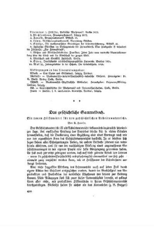Das geschichtliche Sammelbuch : ein neues Hilfsmittel für den geschichtlichen Arbeitsunterricht