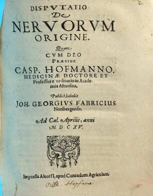 Dispvtatio De Nervorvm Origine