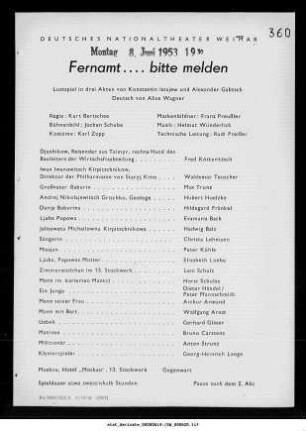 Fernamt …. bitte melden