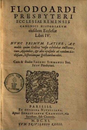 Ecclesiae Remensis historiarum libri IV.