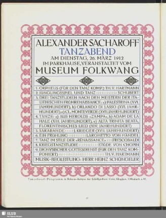 Alexander Sacharoff Tanzabend [Programm]