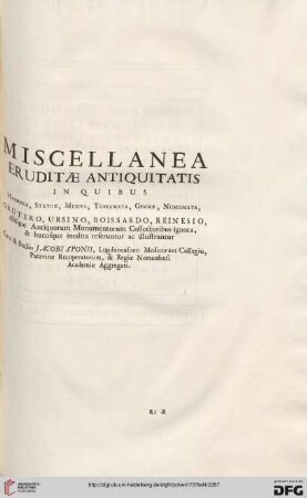 Miscellanea eruditae antiquitatis