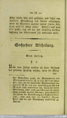 Sechzehnte Abtheilung. Vom Zusatz