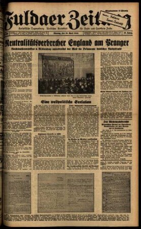 Ausgabe vom Montag, den 29. April 1940.