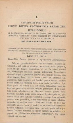 1-24 Encyklika Papst Leo's XIII. über die Freiheit