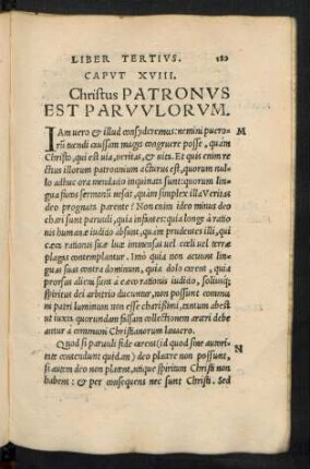 Caput XVIII. Christus Patronus Est Parvulorum.