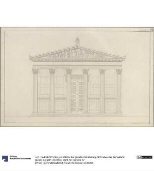 Architektur der geraden Bedeckung / Korinthischer Tempel mit sechssäuligem Prostylos