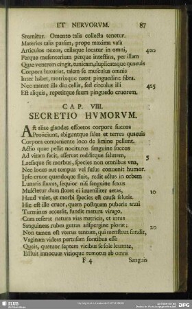 Cap. VIII. Secretio Humorum