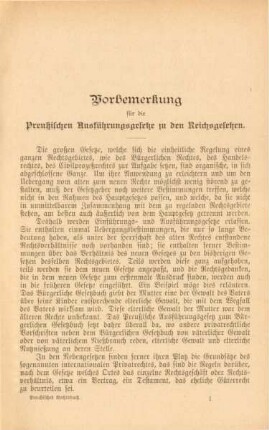 Die Preußischen Ausführungsgesetze zu den Reichsgesetzen