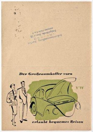 Der Großraumkoffer vorn erlaubt bequemes Reisen (Prospekt)
