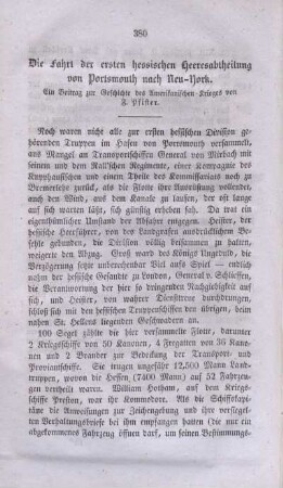 [XXI.] Die Fahrt der ersten hessischen Heeresabtheilung von Portsmouth nach Neu-York.