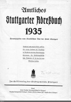 1935: Stuttgarter Adressbücher, 1935