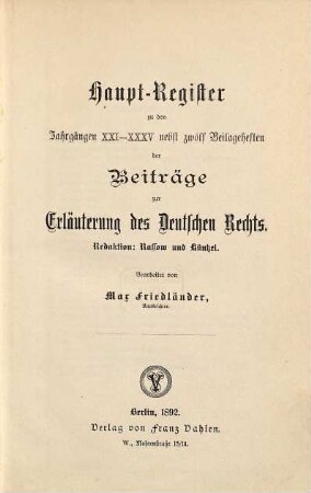 Beiträge zur Erläuterung des deutschen Rechts. [35,c]