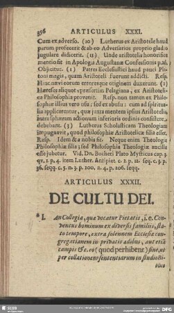 Articulus XXXII. De Cultu Dei
