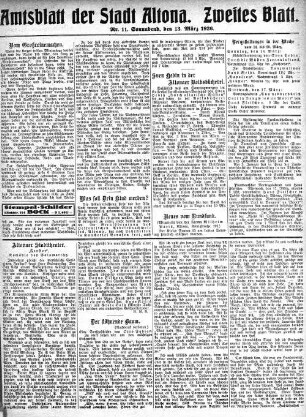 Nummer 11. Zweites Blatt. : Sonnabend, den 13. März 1926