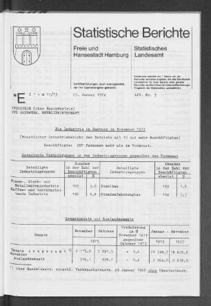 Die Industrie in Hamburg im November 1973 : Lfd. Nr. 3