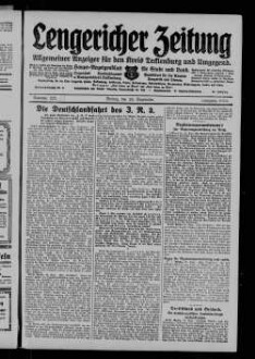 Lengericher Zeitung : allgemeiner Anzeiger für den Kreis Tecklenburg und Umgegend : Amtsblatt für die Aemter Lengerich und Lienen in Westfalen : Haupt-Anzeigenblatt für Stadt und Land : Organ des Landratsamtes und Amtsgericht in Tecklenburg : unabhängige Tageszeitung für die Orte Lengerich, Hohne, Tecklenburg, Ladbergen, Lienen, Kattenvenne, Natrup-Hagen, Brochterbeck, Westerkappeln, Leeden und Ledde