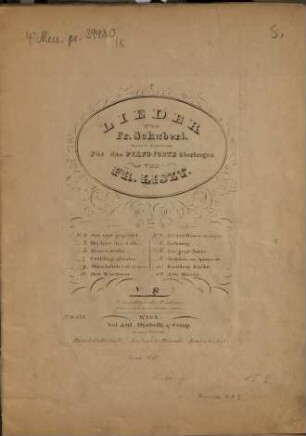 Lieder von Fr. Schubert : für d. Pianoforte übertr., 8. Gretchen am Spinnrade. - Pl.-Nr. 6538. - 15 S.