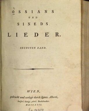 Ossians Und Sineds Lieder, 6