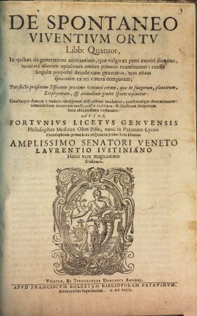 De spontaneo viventium ortu : libri IV