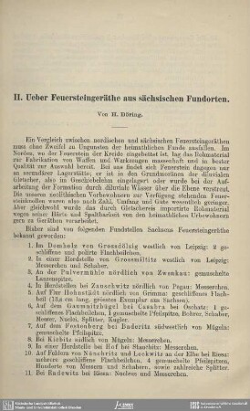 Ueber Feuersteingeräthe aus sächsischen Fundorten