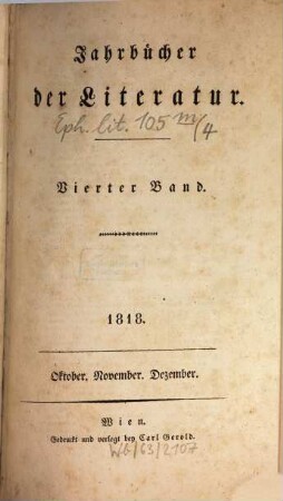 Jahrbücher der Literatur. 4. 1818