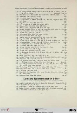 Deutsche Reichsmünzen in Silber (Nr. 1156-1380f)