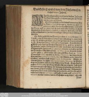 Das Erste Capittel von den Finsternussen dieses 1610. Jahres.