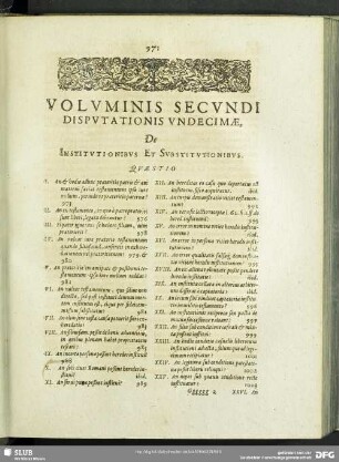 Voluminis Secundi Disputationis Undecimae, De Institutionibus Er Substitutionisbus