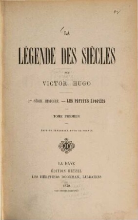 La Légende des siècles : Par Victor Hugo, 1
