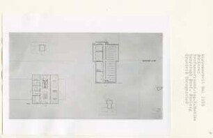 Bücherei, Berlin-Zehlendorf (Diplomarbeit bei Peter Poelzig): Grundrisse Kellergeschoss und Obergeschoss 1:100