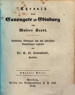 Chronik des Canongate zu Edinburg, 2