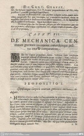 CAPUT XII. DE MECHANICA CENtrorum gravitatis inventione, eorundemque positus inter se comparatione.
